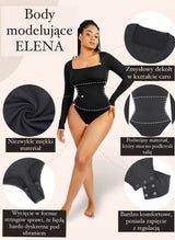body elena ma podwójny materiał na brzuchu, przez co mocniej go spłaszcza