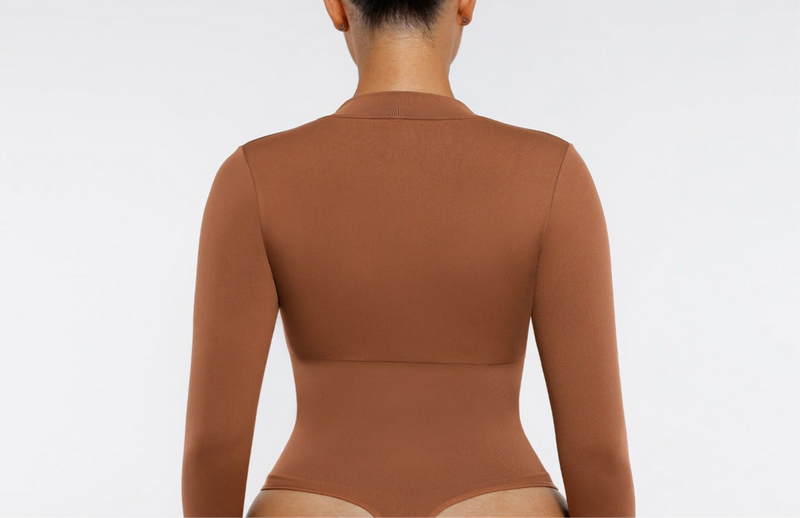 Body modelujące z suwakiem dark beige
