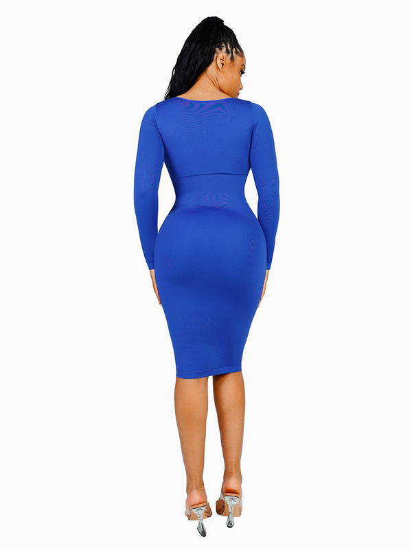 sukienka modelująca bella w kolorze niebieskim 
